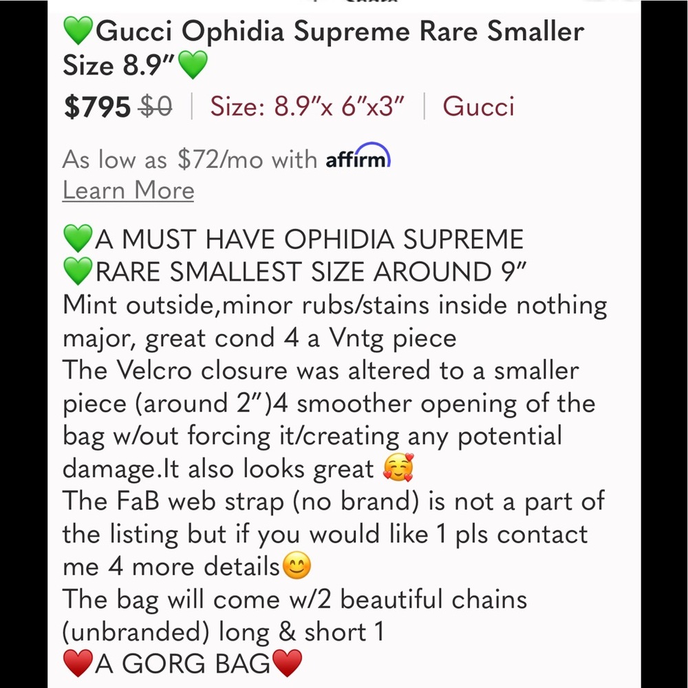 🚫SOLD🚫Gucci Ophidia GorG FAB Rare Smaller Size 9” FABULOUS EUC ♥️♥️ - Picture 16 of 16